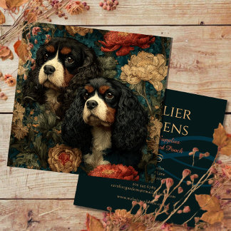 Tarjeta De Visita Cuadrada Cavalier King Charles Spaniels CKCS Tricolor Perro