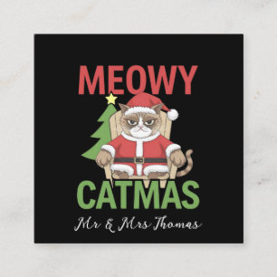 Tarjeta De Visita Cuadrada Celebrar una 'Meowy Catmas' Los Navidades perfecto