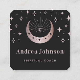 Tarjeta De Visita Cuadrada Celestial Moon Mystic Eye Spiritual Energy Healer