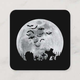 Tarjeta De Visita Cuadrada Cementerio de la Luna Llena de Halloween Graveyard