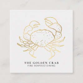Tarjeta De Visita Cuadrada Cena fina del cangrejo de oro del *~* por el oro