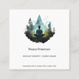 Tarjeta De Visita Cuadrada Centro Interior | Meditación en el Bosque