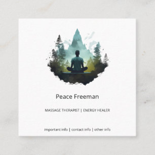 Tarjeta De Visita Cuadrada Centro Interior Meditación en el Bosque