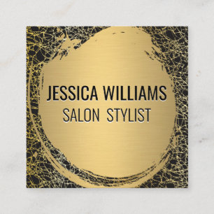 Tarjeta De Visita Cuadrada Cepillado de oro metálico   Fondo de textura dorad