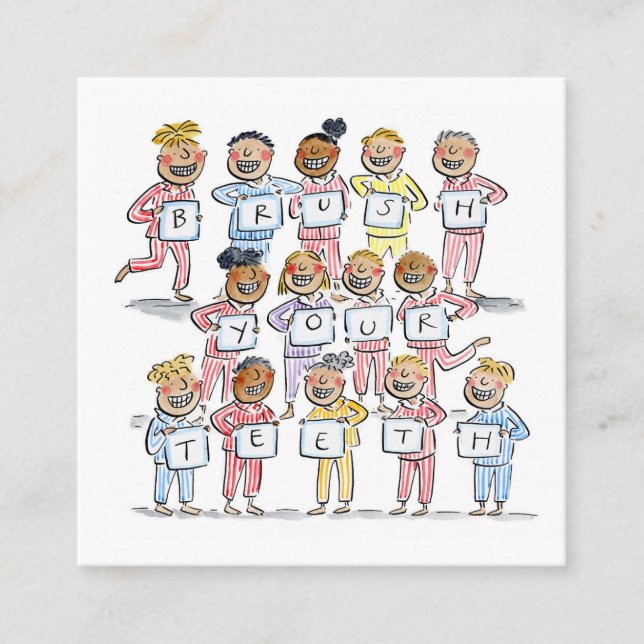 Tarjeta De Visita Cuadrada Cepíllate los dientes (Anverso)