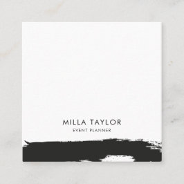 Tarjeta De Visita Cuadrada Cepillo de arte blanco y negro minimalista moderno