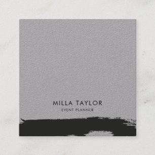 Tarjeta De Visita Cuadrada Cepillo de arte blanco y negro minimalista moderno