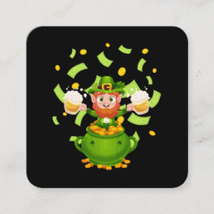 Tarjeta De Visita Cuadrada Cerveza Duende Irlandés Día de San Patricio