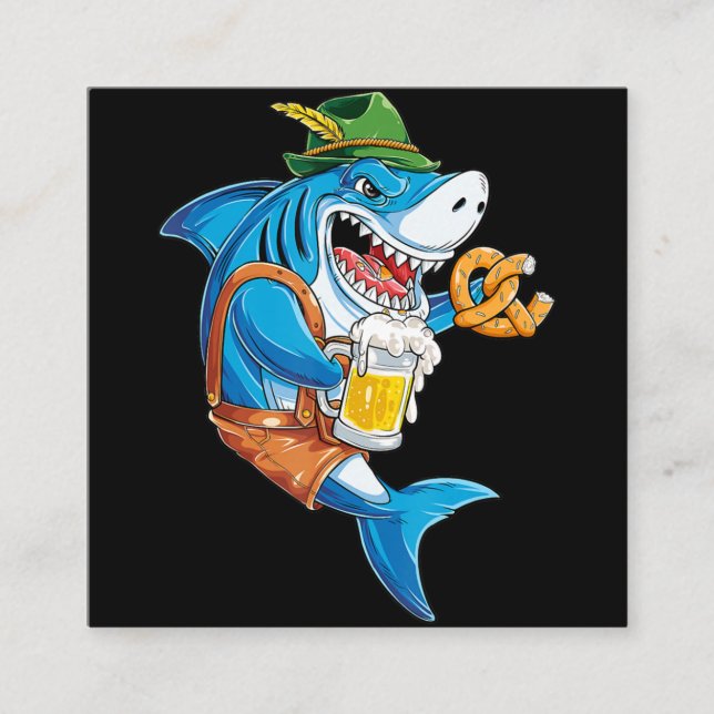 Tarjeta De Visita Cuadrada Cerveza tiburona divertida - regalos locos de tibu (Anverso)