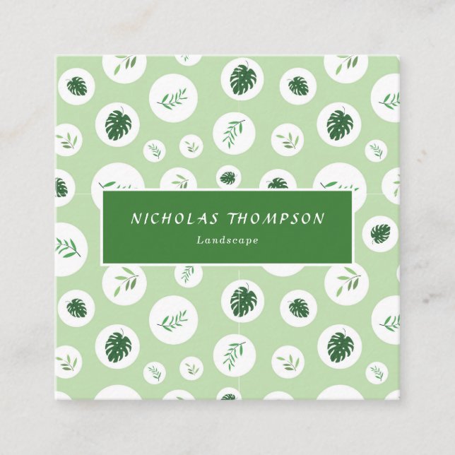 Tarjeta De Visita Cuadrada Césped profesional y cuidado de árboles (Anverso)