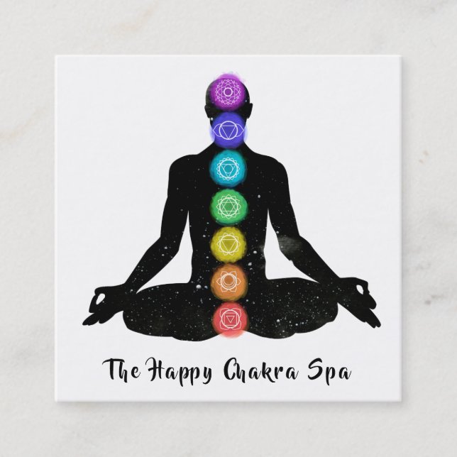 Tarjeta De Visita Cuadrada *~* Chakra Meditación curativa Lotus Pose Man (Anverso)