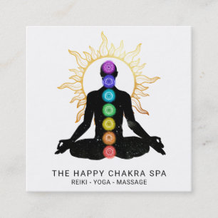 Tarjeta De Visita Cuadrada *~* Chakra Meditación de curación Sun Lotus Pose