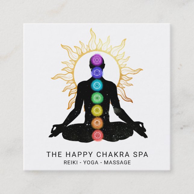 Tarjeta De Visita Cuadrada *~* Chakra Meditación de curación Sun Lotus Pose M (Anverso)