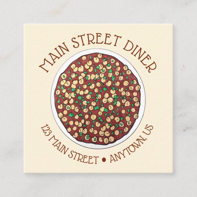 Tarjeta De Visita Cuadrada Chana Masala Chole Cocina india Chickpee Dish (Anverso)