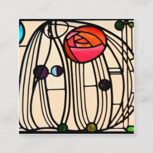 Tarjeta De Visita Cuadrada Charles Rennie Mackintosh StainGlass