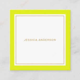 Tarjeta De Visita Cuadrada Chartreuse Y Feminina Elegante De Oro