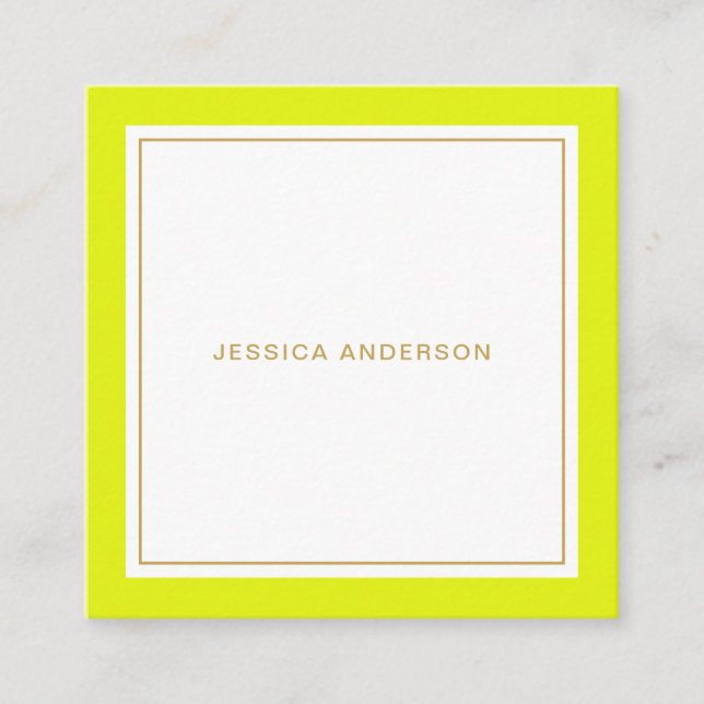 Tarjeta De Visita Cuadrada Chartreuse Y Feminina Elegante De Oro (Anverso)
