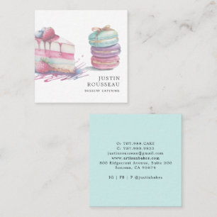 Tarjeta De Visita Cuadrada Chef de Pastelería de Postres Modernos Acuarela