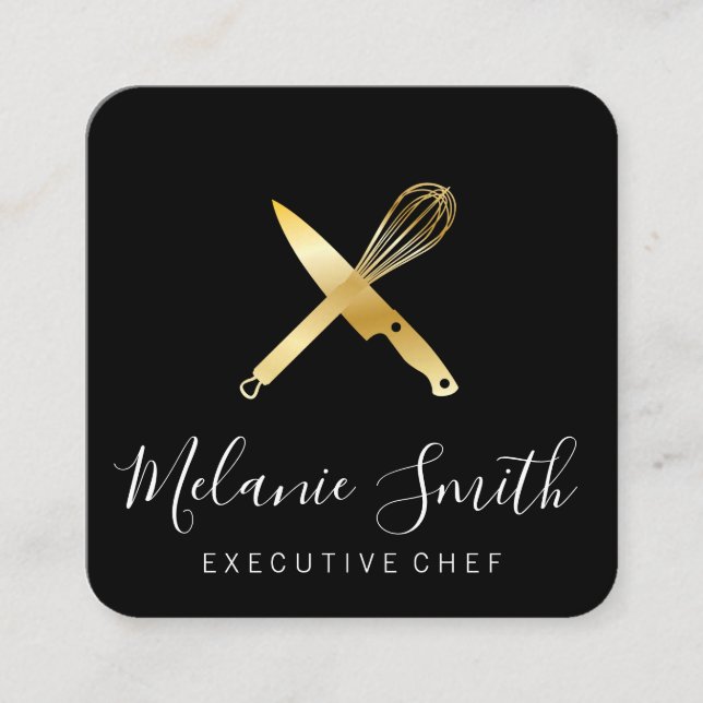 Tarjeta De Visita Cuadrada Chef ejecutivo (Anverso)