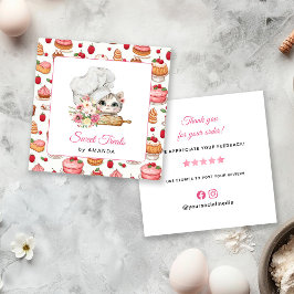 Tarjeta De Visita Cuadrada Chef Kitten Bakery Thank you