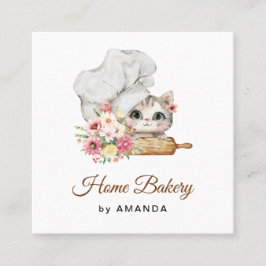Tarjeta De Visita Cuadrada Chef Kitten Thank you