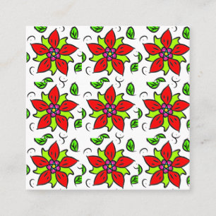 Tarjeta De Visita Cuadrada Chic Floral Rojo