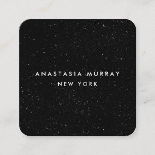 Tarjeta De Visita Cuadrada Chic Moderno Negro Blanco Minimalista Brillo Galax