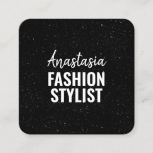 Tarjeta De Visita Cuadrada Chic Moderno Negro Blanco Minimalista Brillo Galax