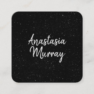 Tarjeta De Visita Cuadrada Chic Moderno Negro Blanco Minimalista Brillo Galax