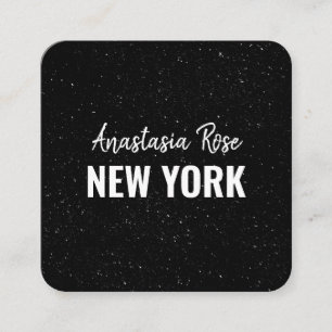 Tarjeta De Visita Cuadrada Chic Moderno Negro Blanco Minimalista Brillo Galax