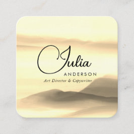 Tarjeta De Visita Cuadrada Chic Oro y Negro Acuarela Abstracto Script