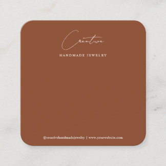 Tarjeta De Visita Cuadrada Chic Terracotta Handwritten Script Jewelry Display