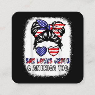 Tarjeta De Visita Cuadrada Chica cristiano ama a Jesús y a los camisas estado