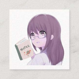 Tarjeta De Visita Cuadrada Chica Estética Sticker – Arte Amante de los Libros