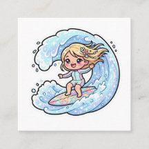 Chica Kawaii de Surf Chica Ola del Océano Pegatina