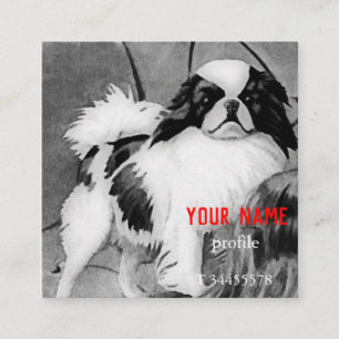 Tarjeta De Visita Cuadrada Chin japonés vintage negro y blanco