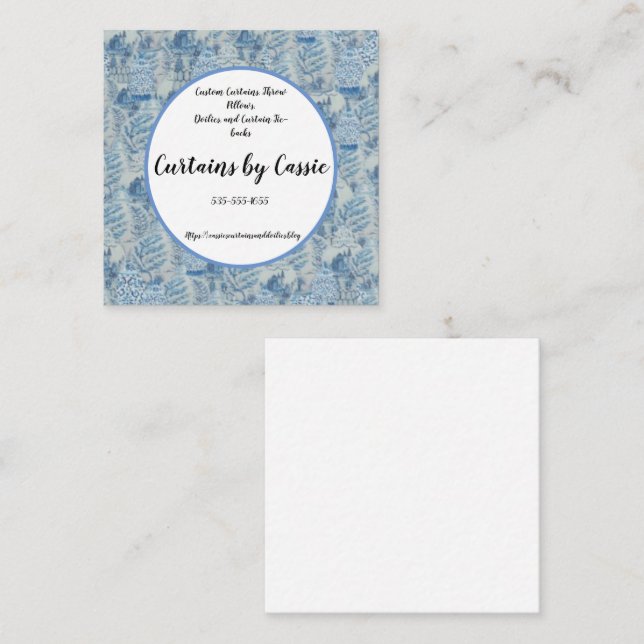 Tarjeta De Visita Cuadrada Chinoiserie Ginger Jar Toile Square Business Card (Anverso / Reverso)