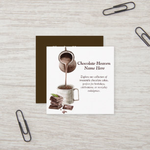 Tarjeta De Visita Cuadrada Chocolate Acuarela 