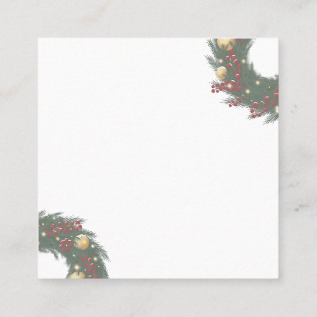 Tarjeta De Visita Cuadrada Christmas wreath with pine branches (Reverso)