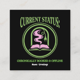 Tarjeta De Visita Cuadrada Chronically Booked & Offline Analog Reading Escape