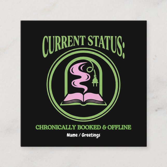 Tarjeta De Visita Cuadrada Chronically Booked & Offline Analog Reading Escape (Anverso)