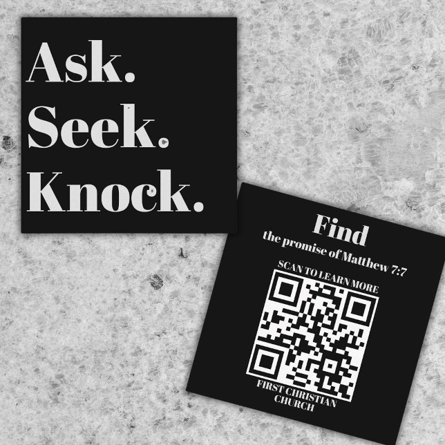 Tarjeta De Visita Cuadrada Church Business QR código Profesional Promocional (Use for church marketing, outreach, or as a personal business card.)