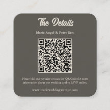 Cierre de código QR de boda marrón espresso oscuro
