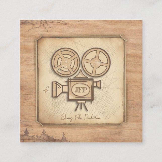 Tarjeta De Visita Cuadrada Cineasta, actor, director de cine, camarógrafo (Anverso)