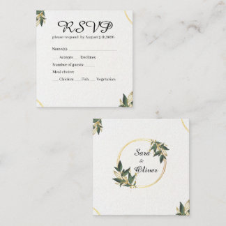 Tarjeta De Visita Cuadrada Círculo Botánico de Oro Elegante