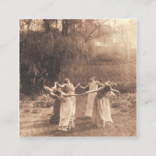 Tarjeta De Visita Cuadrada Círculo De Mujeres Vintage Bailando