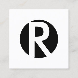 Tarjeta De Visita Cuadrada Círculo negro inicial intrépido del monograma