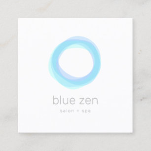 Tarjeta De Visita Cuadrada Círculo Zen azul Pastel minimalista
