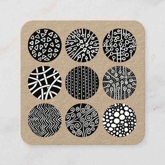 Tarjeta De Visita Cuadrada Círculos decorados (Anverso)