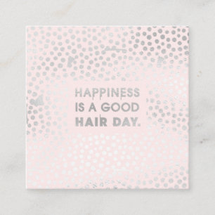 Tarjeta De Visita Cuadrada Cita de Hair Stylist   Relieve metalizado plateado